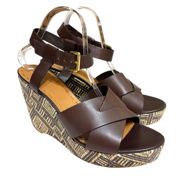 Tahari Shoes - Tahari platform wedges Stevie leather strappy geometric woven sandal size 10